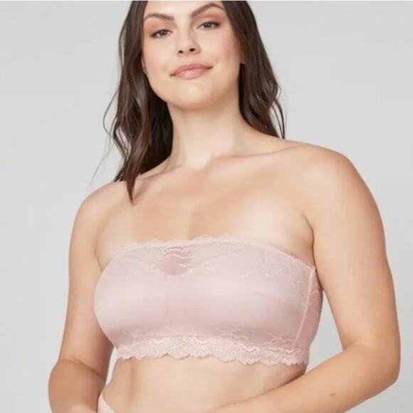 SPANX Undie-tectable Strapless Bandeau Bra Nude Pink Lace Sz M NWT {JJ46} - Picture 3 of 6